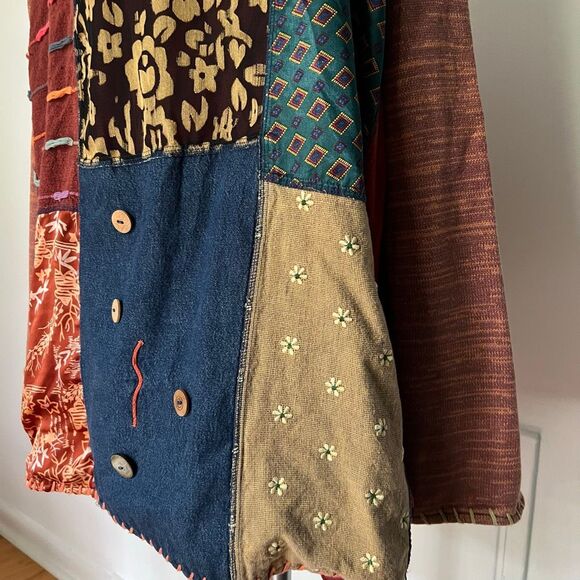 Vintage velvet silk Patchwork chore coat jacket - Picture 5 of 7